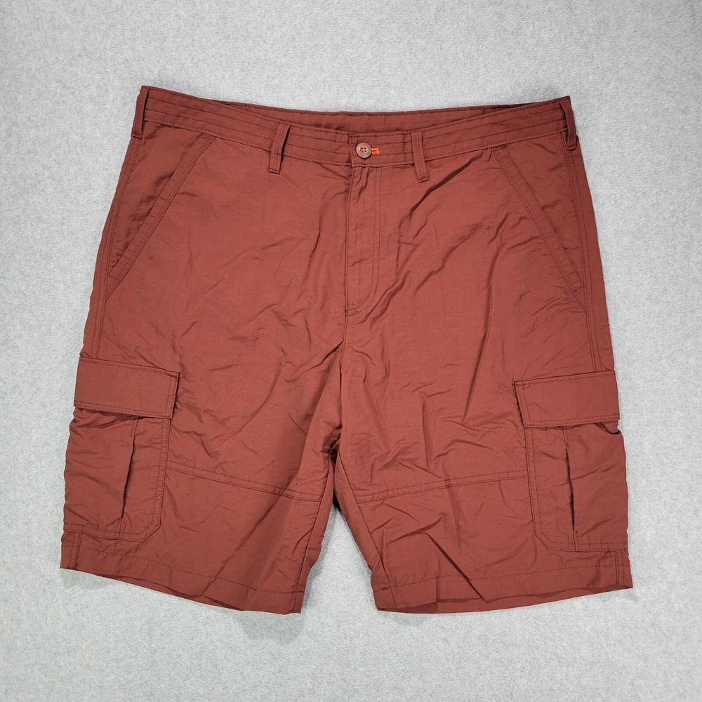 Eddie Bauer Mens Performance Cargo Shorts Clay Red Nylon Hiking‎ Camp Size 40